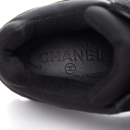 Chanel Suede Velvet Lambskin CC Sneakers 37 Black 8 of 10