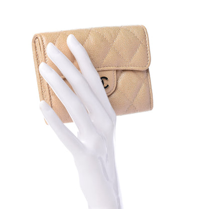 Chanel Iridescent Caviar Quilted Flap Card Holder Wallet Beige 2 of 11