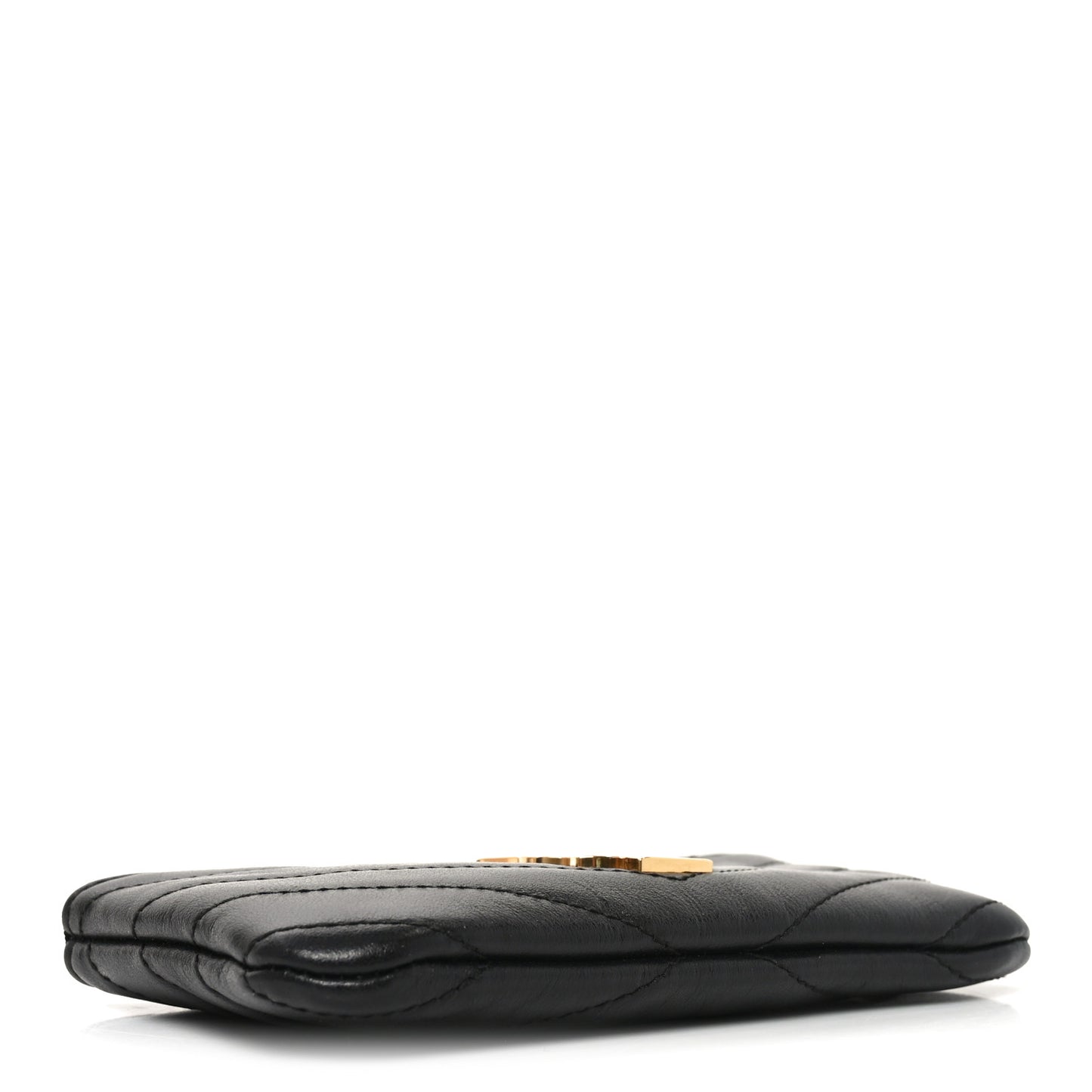 Calfskin Matelasse Monogram Key Pouch Black