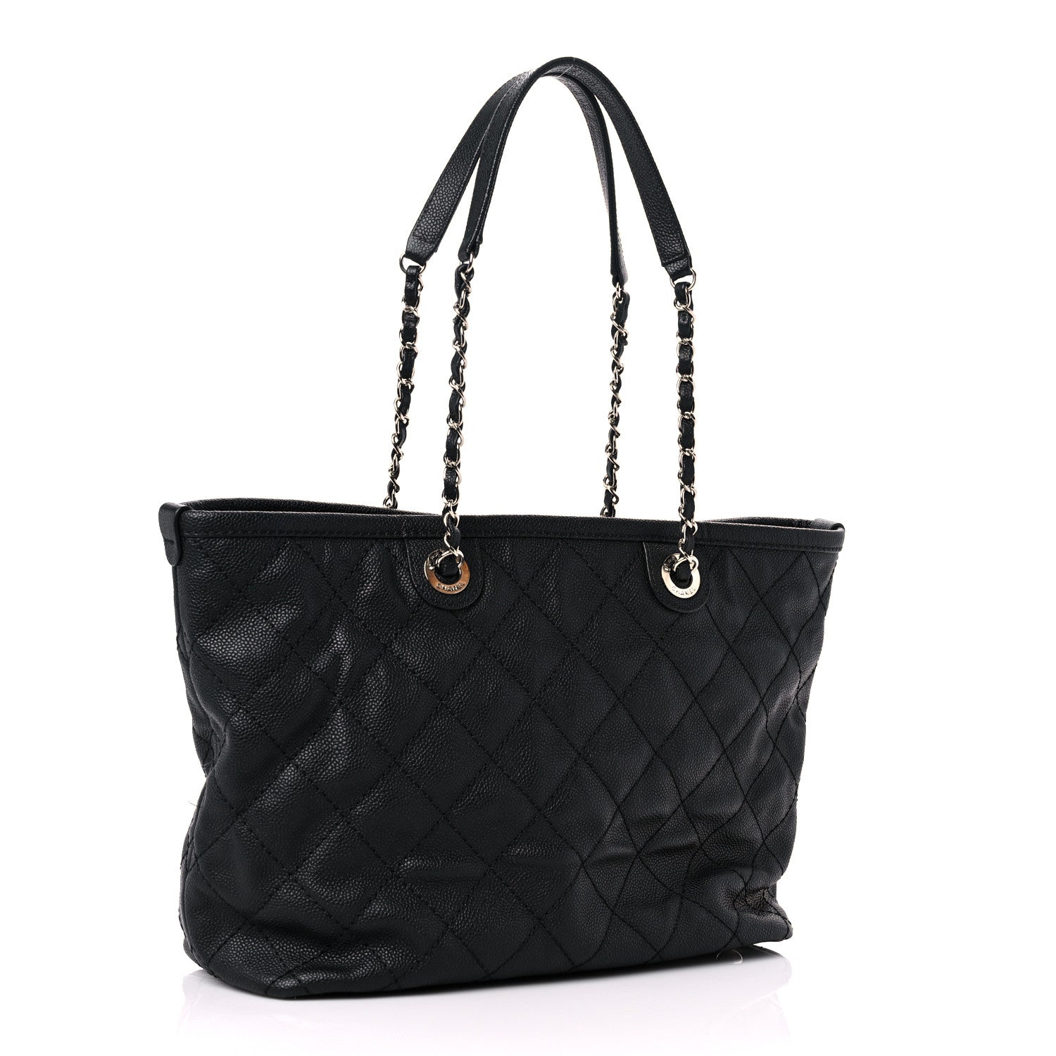 Chanel Grained Calfskin Quilted Small Daily Shopping Tote Black 4 of 13