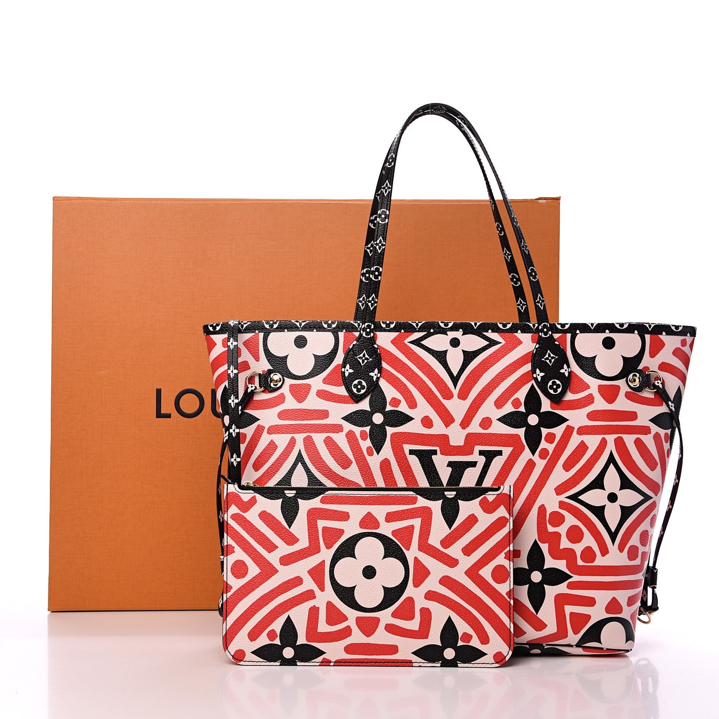 Monogram Giant Crafty Neverfull MM Creme Rouge Black