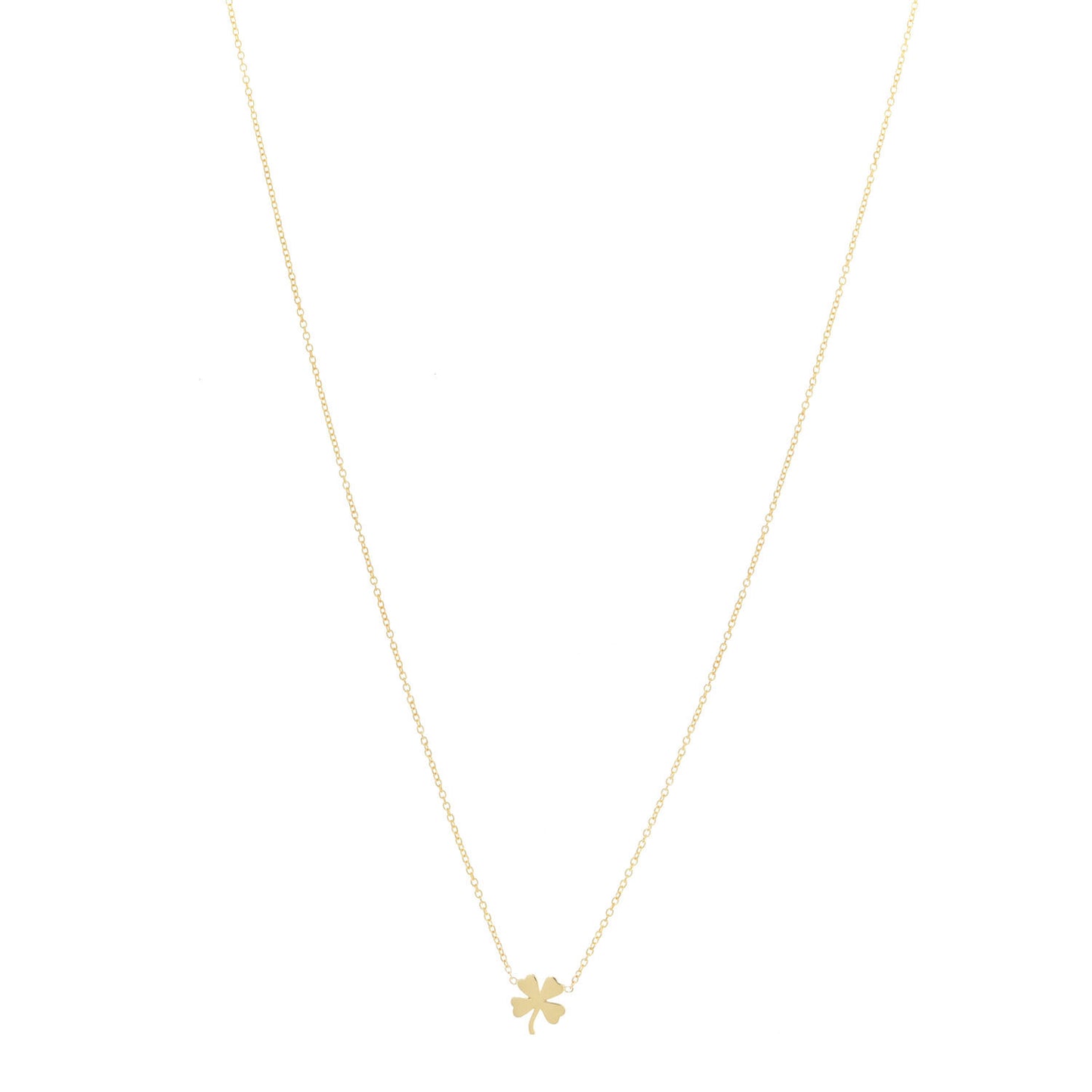18K Yellow Gold Mini Four-Leaf Clover Necklace