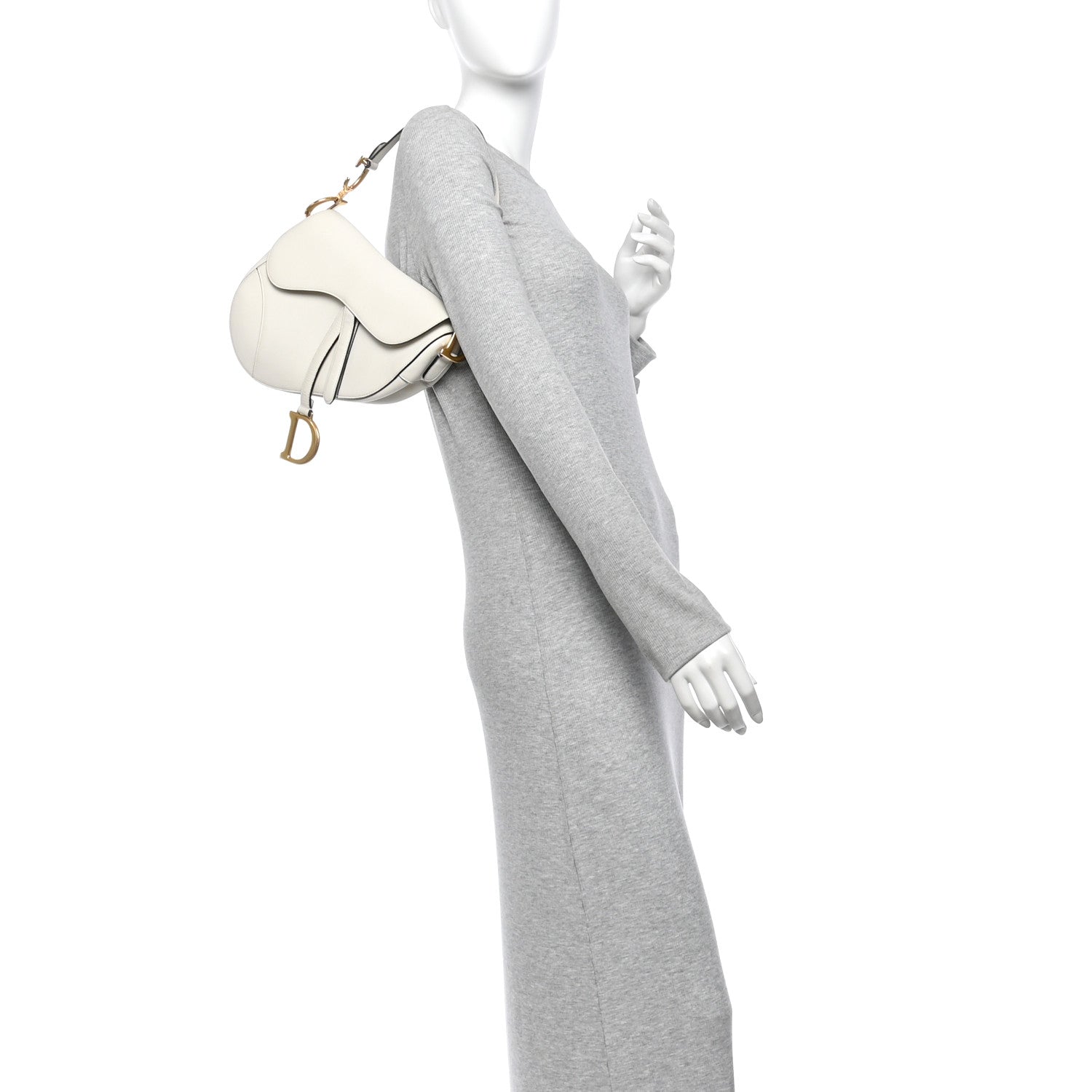 Christian Dior Grained Calfskin Saddle Bag White 2 of 14