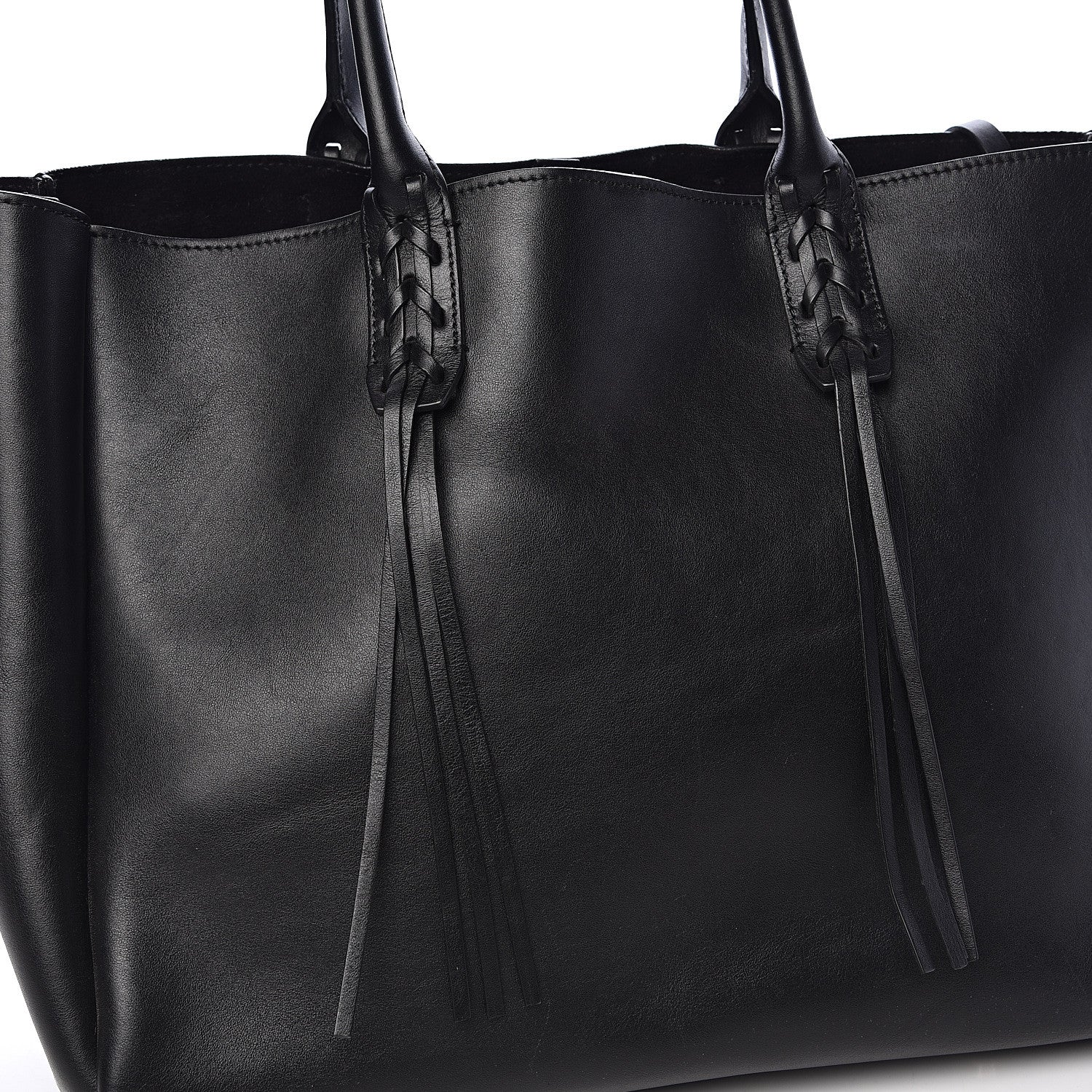 Lanvin Smooth Calfskin Small Fringe Shopper Tote Black 11 of 15