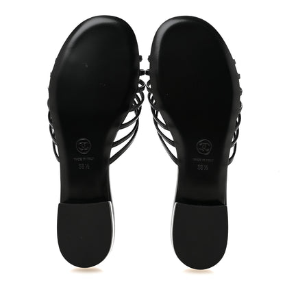 Chanel Goatskin CC Sandals 38.5 Black 6 of 8