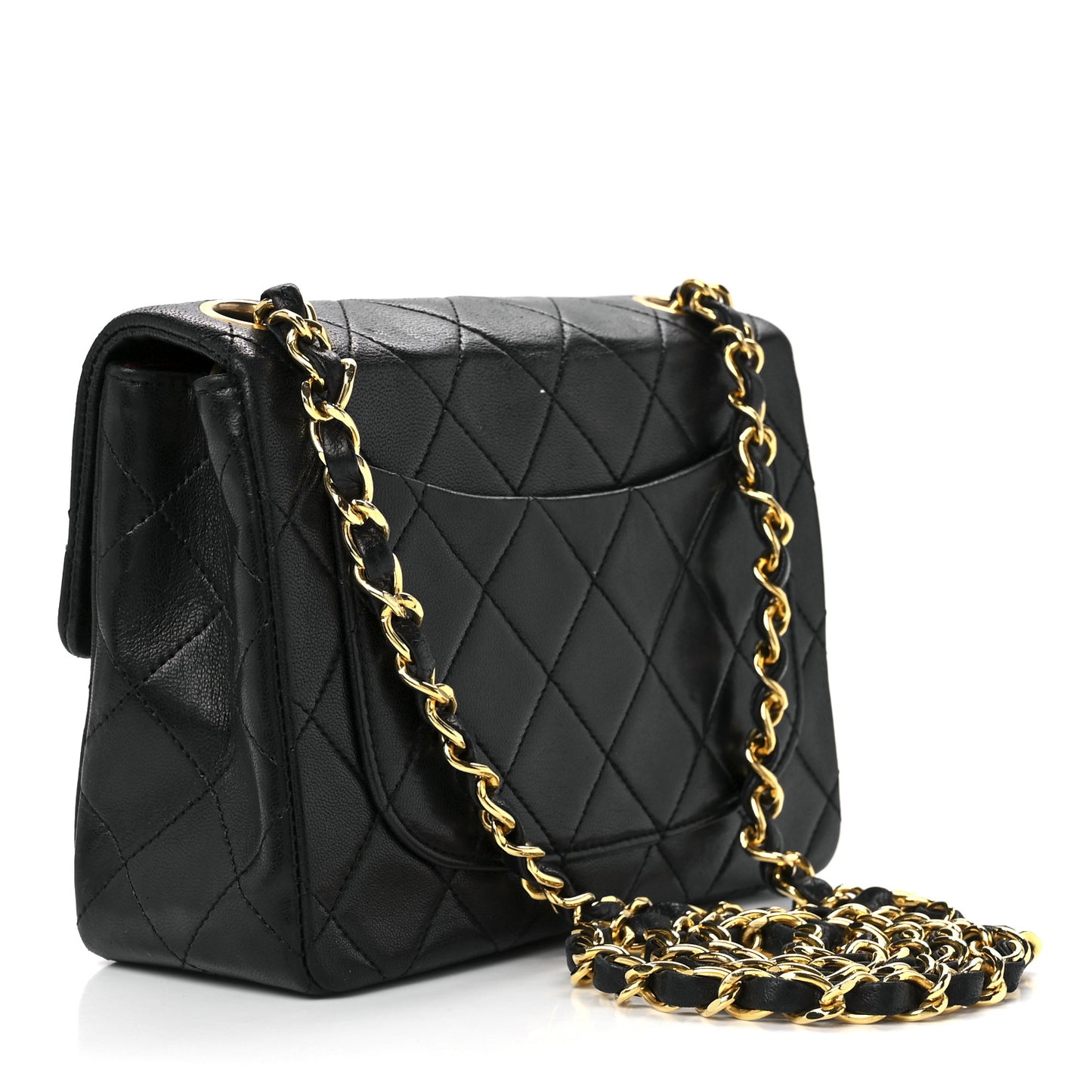 Lambskin Quilted Mini Square Flap Bag Black