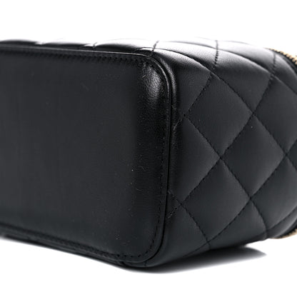 Chanel Lambskin Quilted Small Pearl Crush Vanity Case With Chain Black 9 of 10