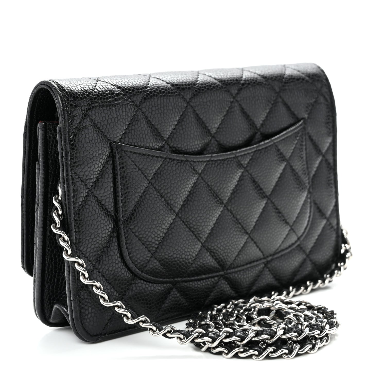Caviar Quilted Wallet on Chain WOC Black