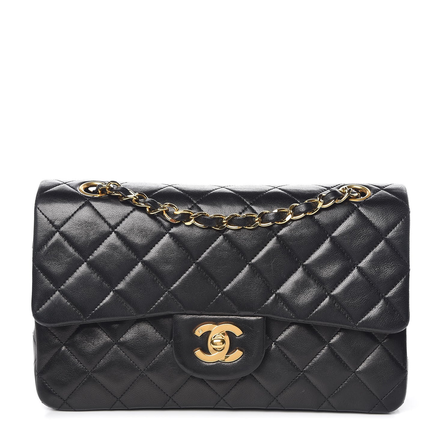 Lambskin Quilted Small Double Flap Black