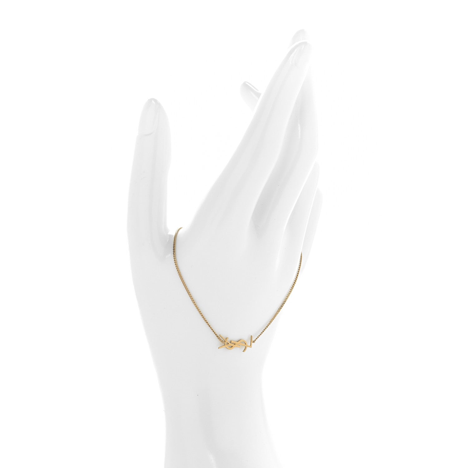 Saint Laurent Brass Monogram Charm Bracelet Gold 2 of 5