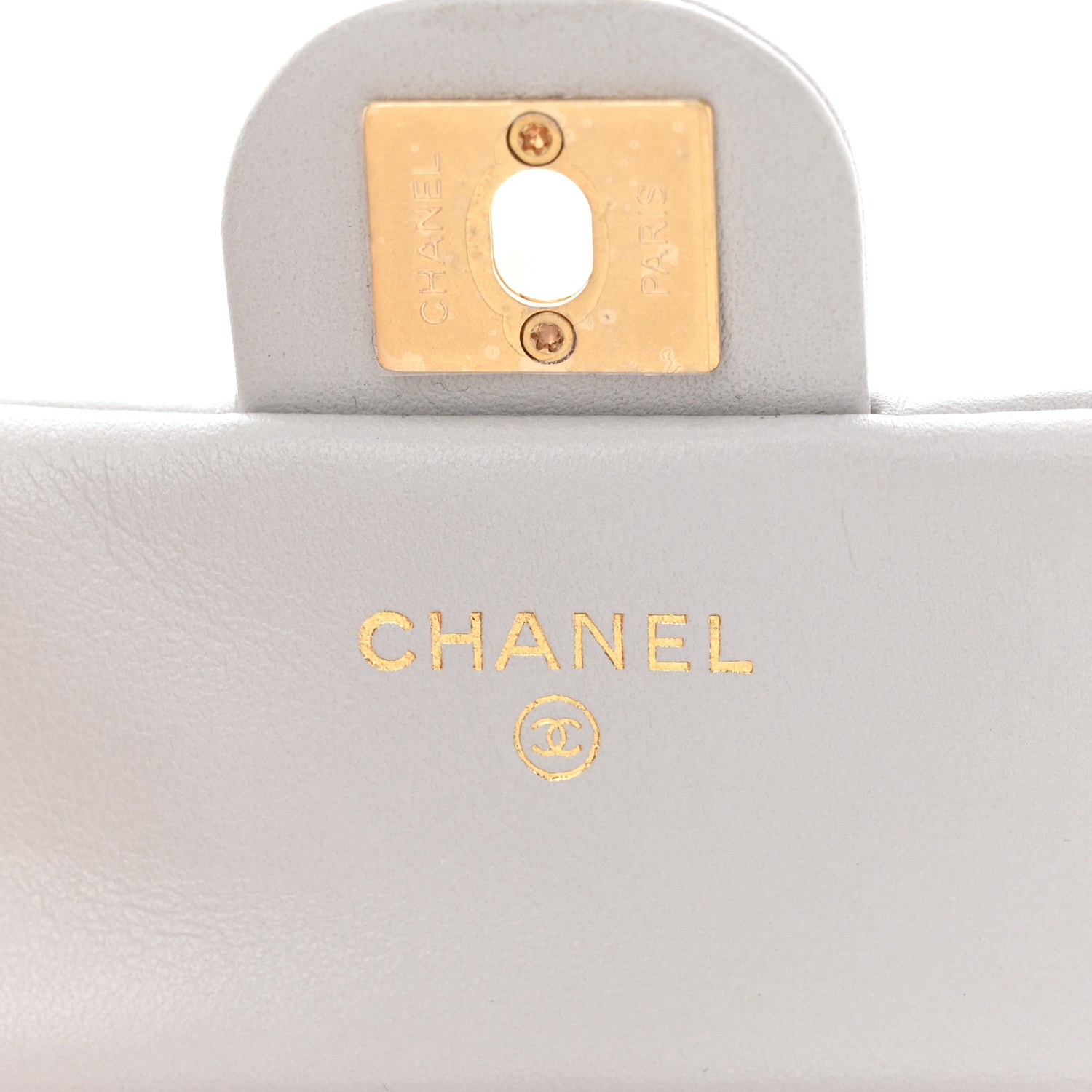 Chanel Calfskin Quilted Lady Handle Flap Card Holder With Chain Grey 6 of 12