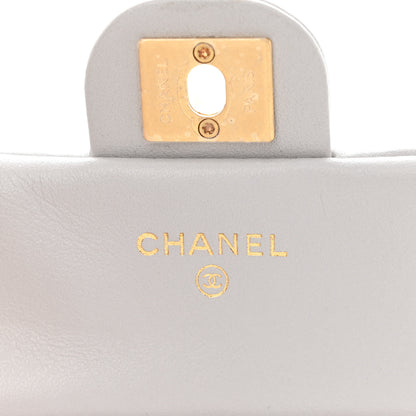 Chanel Calfskin Quilted Lady Handle Flap Card Holder With Chain Grey 6 of 12