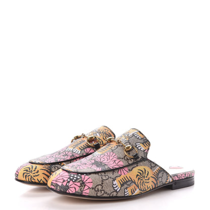 Gucci GG Supreme Monogram Bengal Womens Princetown Slippers 36 Beige Crop Pink 3 of 9