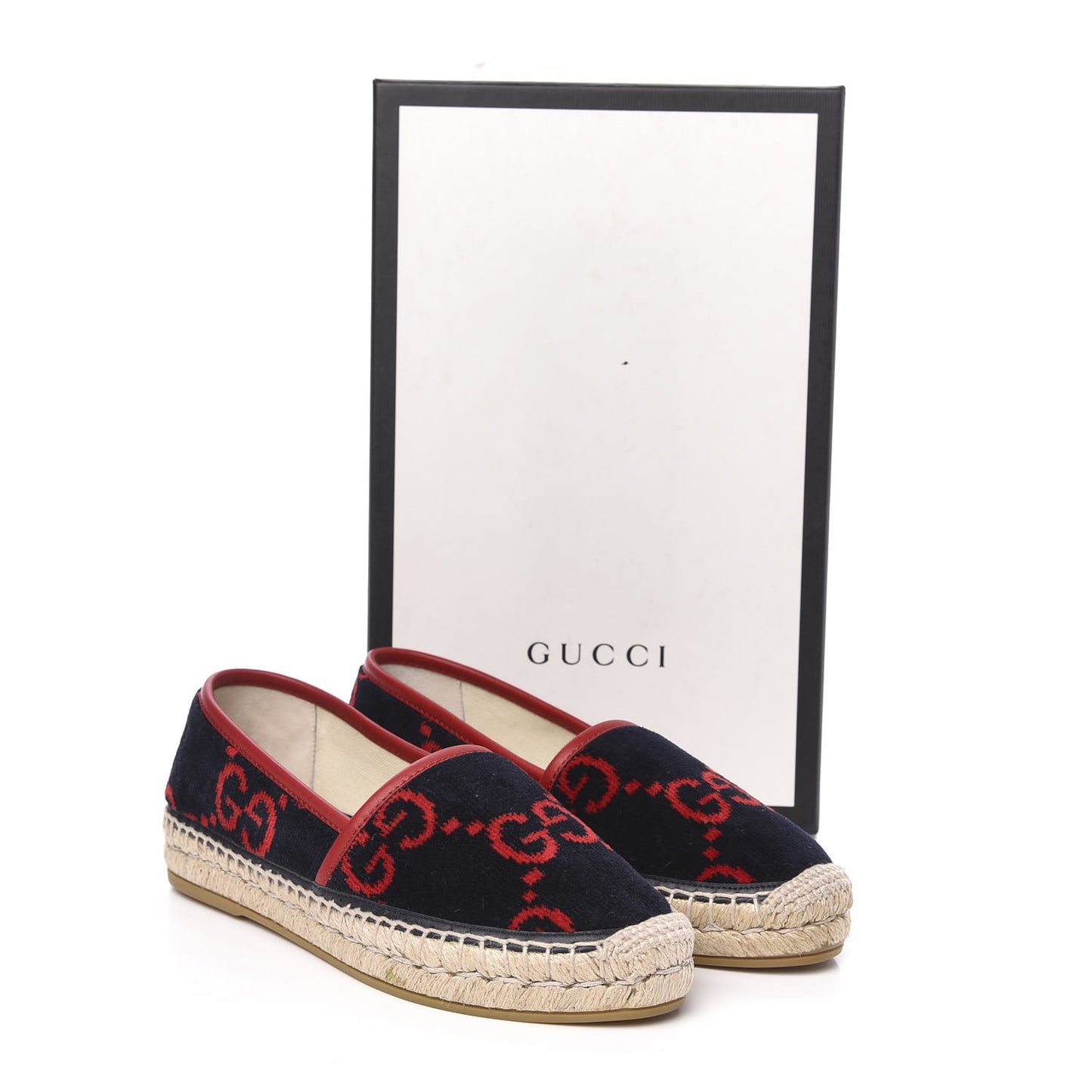 Terry Cloth GG Monogram Espadrilles 36 Blue Red