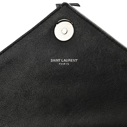 Saint Laurent Sheepskin Matelasse Chevron Monogram Monochrome Large College Satchel Black 7 of 9