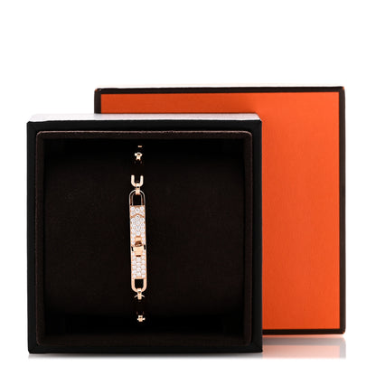 Hermes 18K Rose Gold Diamond Pave PM Kelly Chaine Bracelet ST 5 of 5