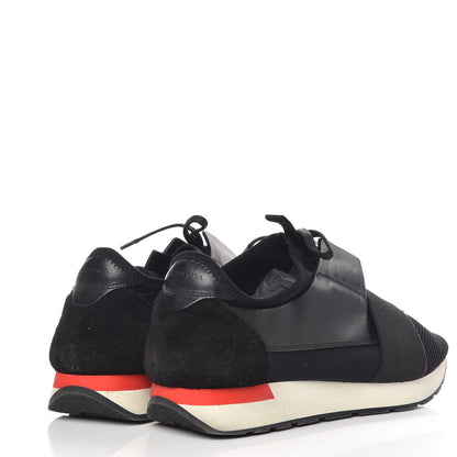 Balenciaga Mesh Calfskin Neoprene Mens Race Runner Sneakers 44 Black Red 4 of 10