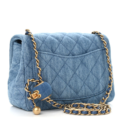 Chanel Denim Quilted Mini Pearl Crush Flap Blue 3 of 9