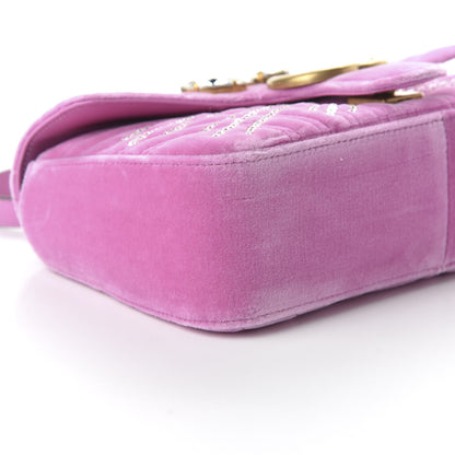 Gucci Velvet Matelasse Marquise Crystals Embroidered Small GG Marmont Shoulder Bag Malva 6 of 10