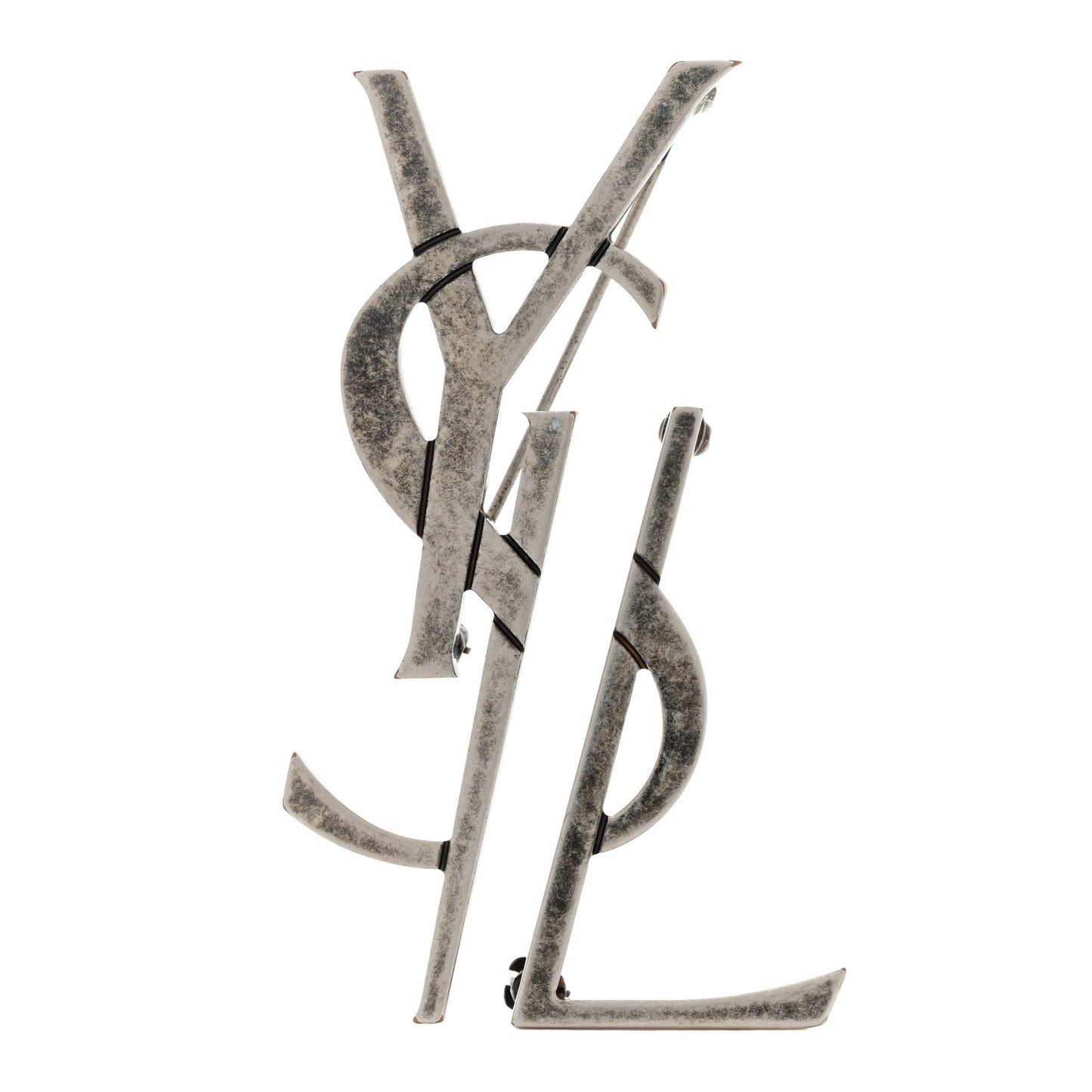 Metal Deconstructed Monogram Brooch Silver