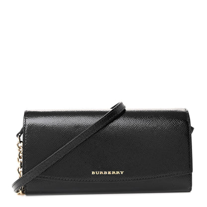 Burberry Patent Grainy Calfskin Henley Wallet On Chain Black 1 of 12