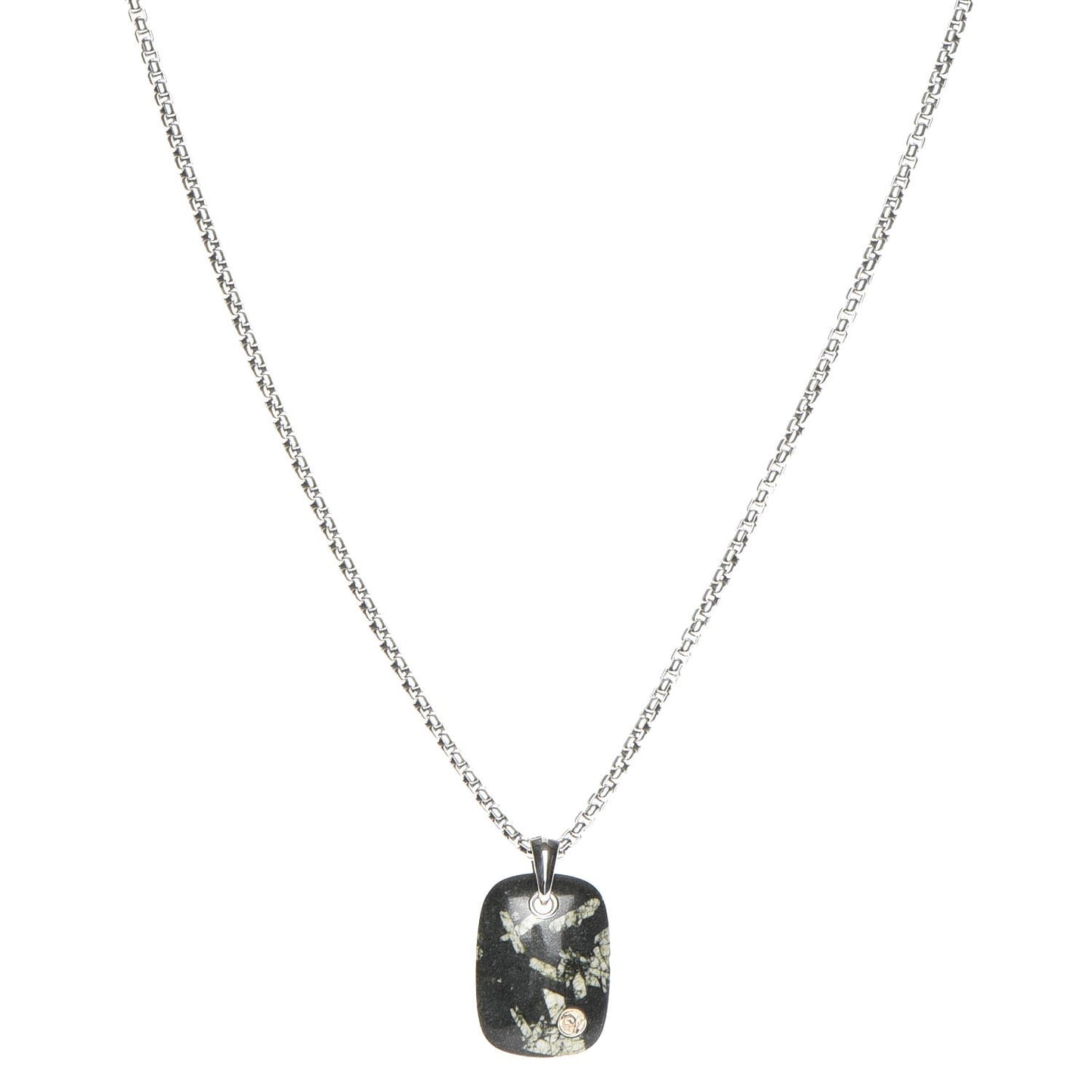 Sterling Silver 25mm Exotic Stone Tablet Necklace