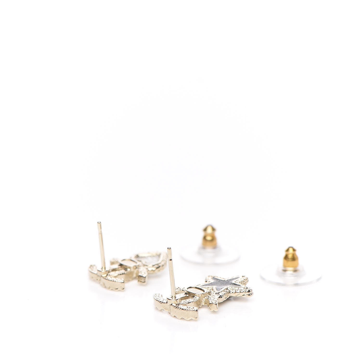 Chanel Crystal Enamel CC Star Heart Earrings Gold 4 of 5