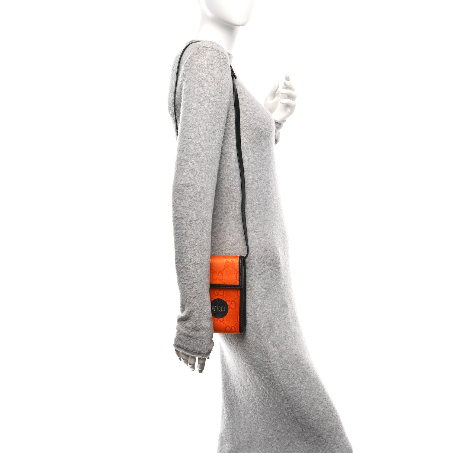 Gucci Econyl Nylon Monogram Off The Grid Crossbody Bag Carrot Orange Black 2 of 10