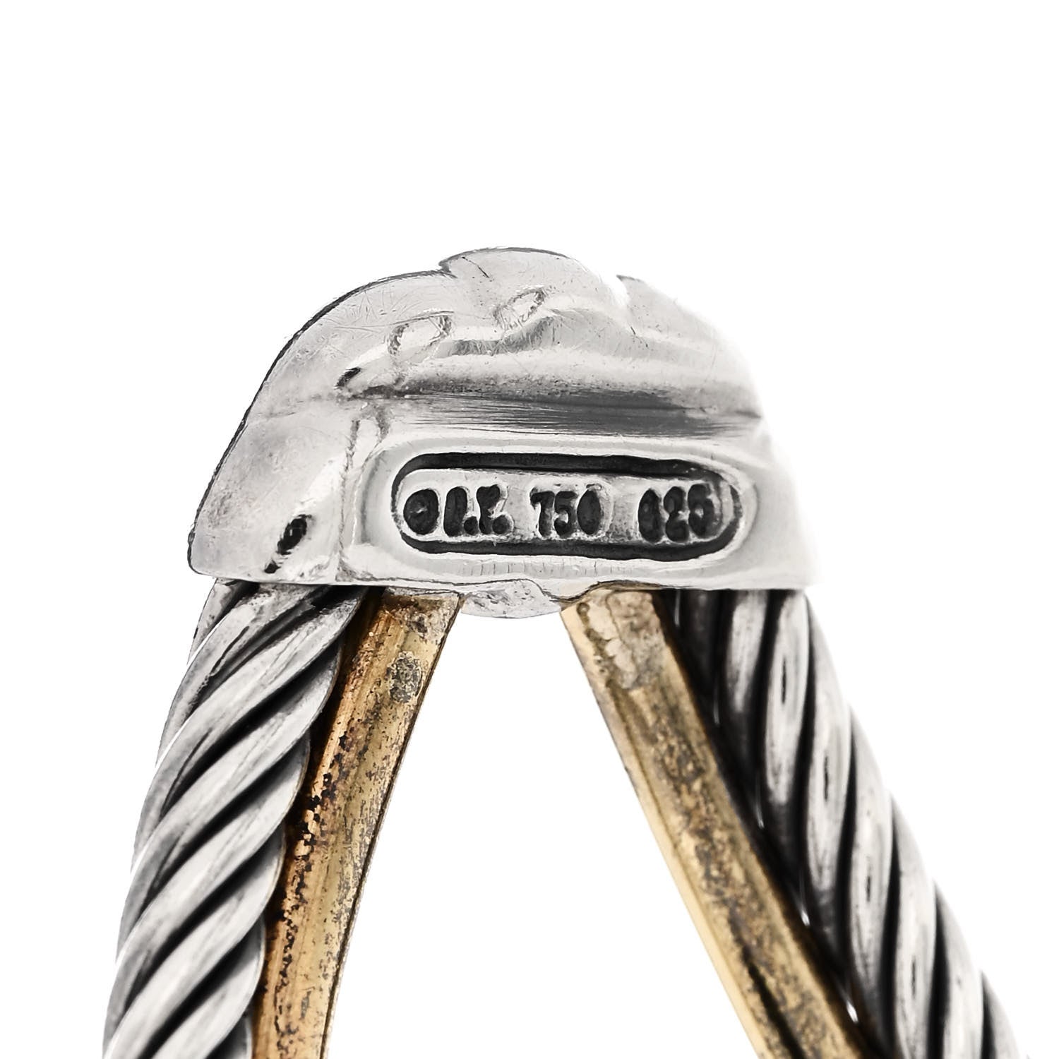 David Yurman Sterling Silver 18K Yellow Gold 26mm Crossover X Cuff Bracelet 3 of 3