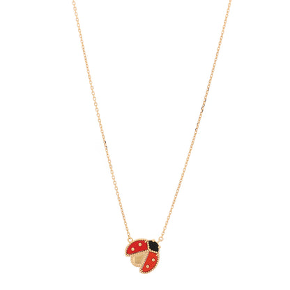 Van Cleef & Arpels 18K Rose Gold Carnelian Black Onyx Lucky Spring Open Wings Lady Bug Pendant Necklace 2 of 6