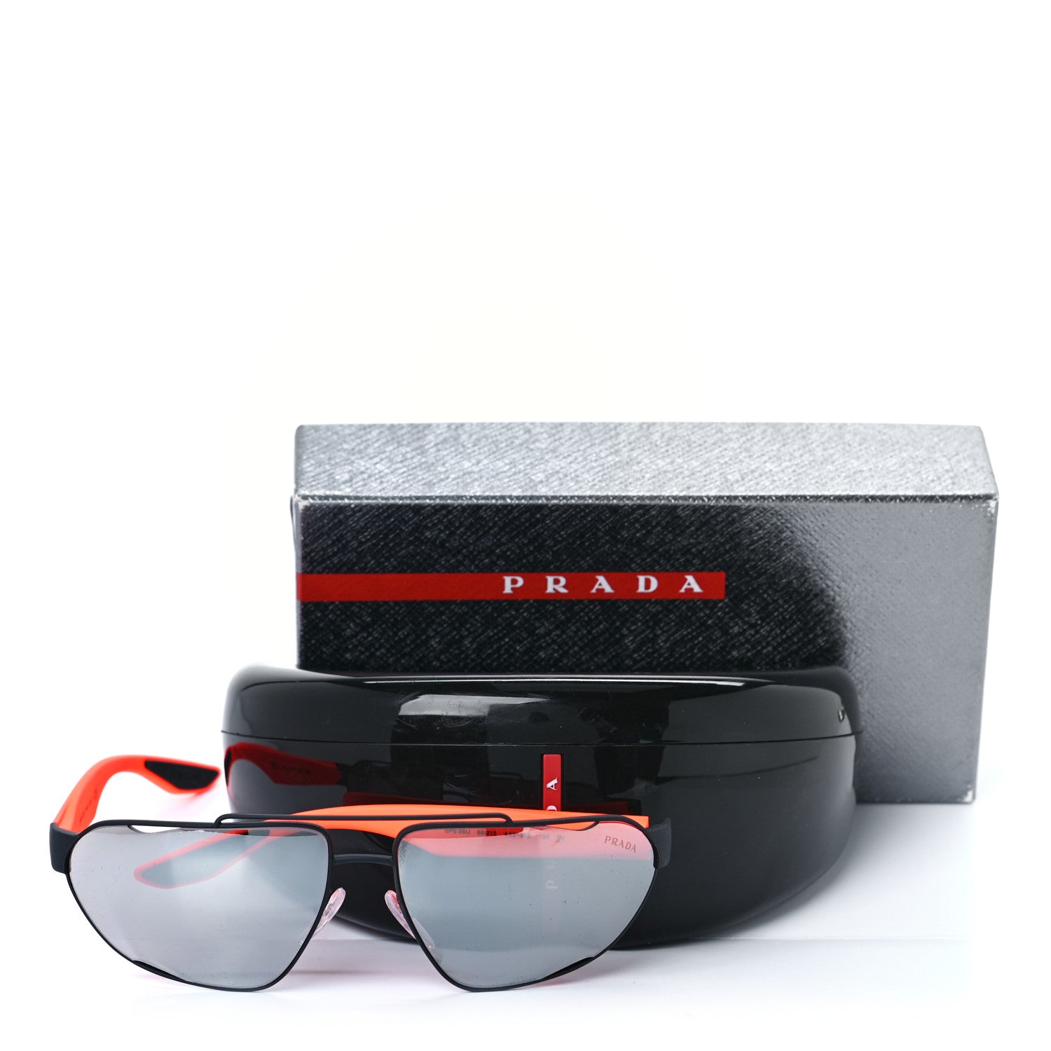Prada Metal Sport Aviator Sunglasses SPS 56U Black Orange 7 of 7