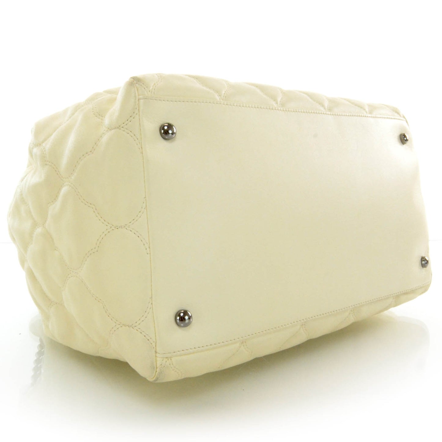Lambskin Cells Accordion Tote Dark White