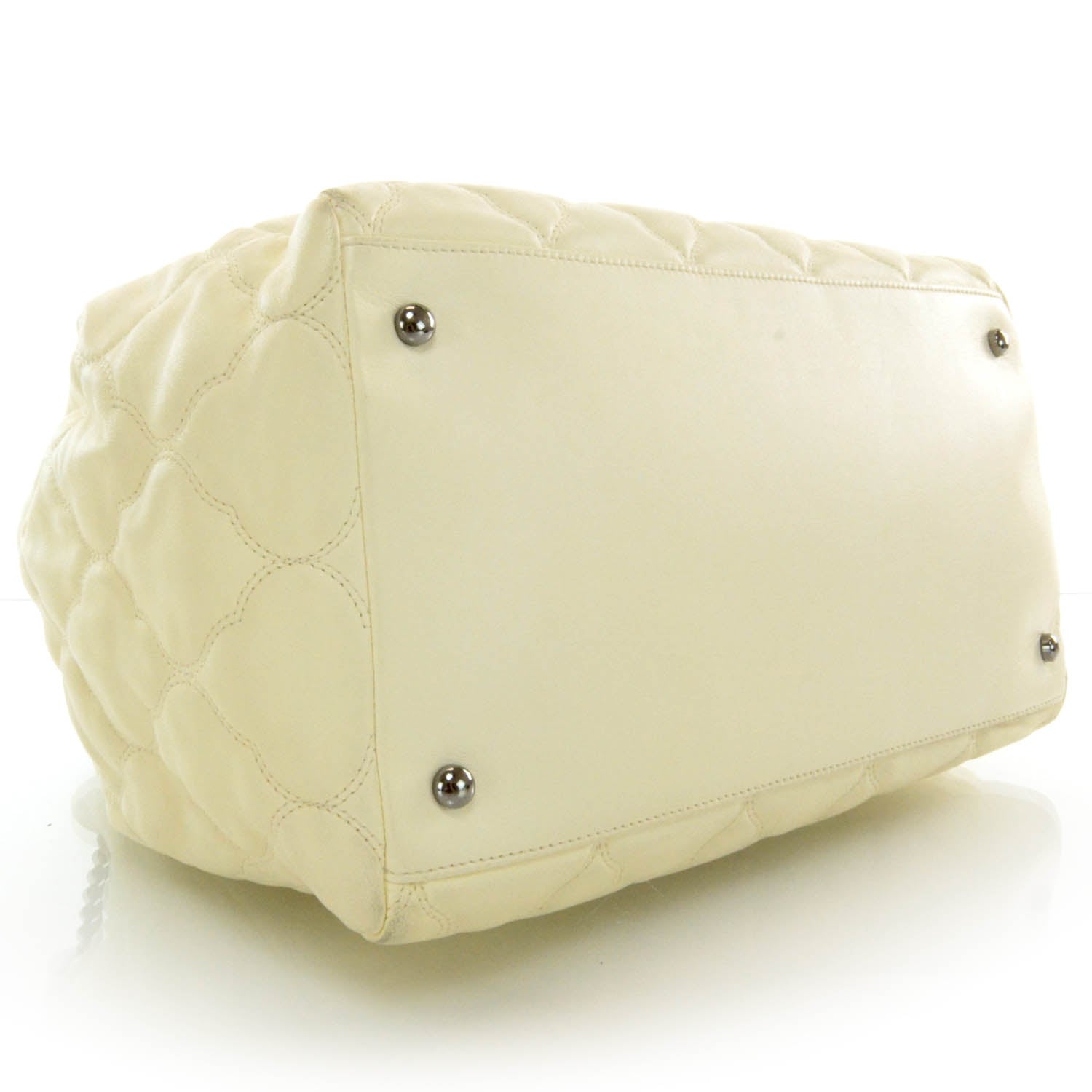 Chanel Lambskin Cells Accordion Tote Dark White 4 of 13