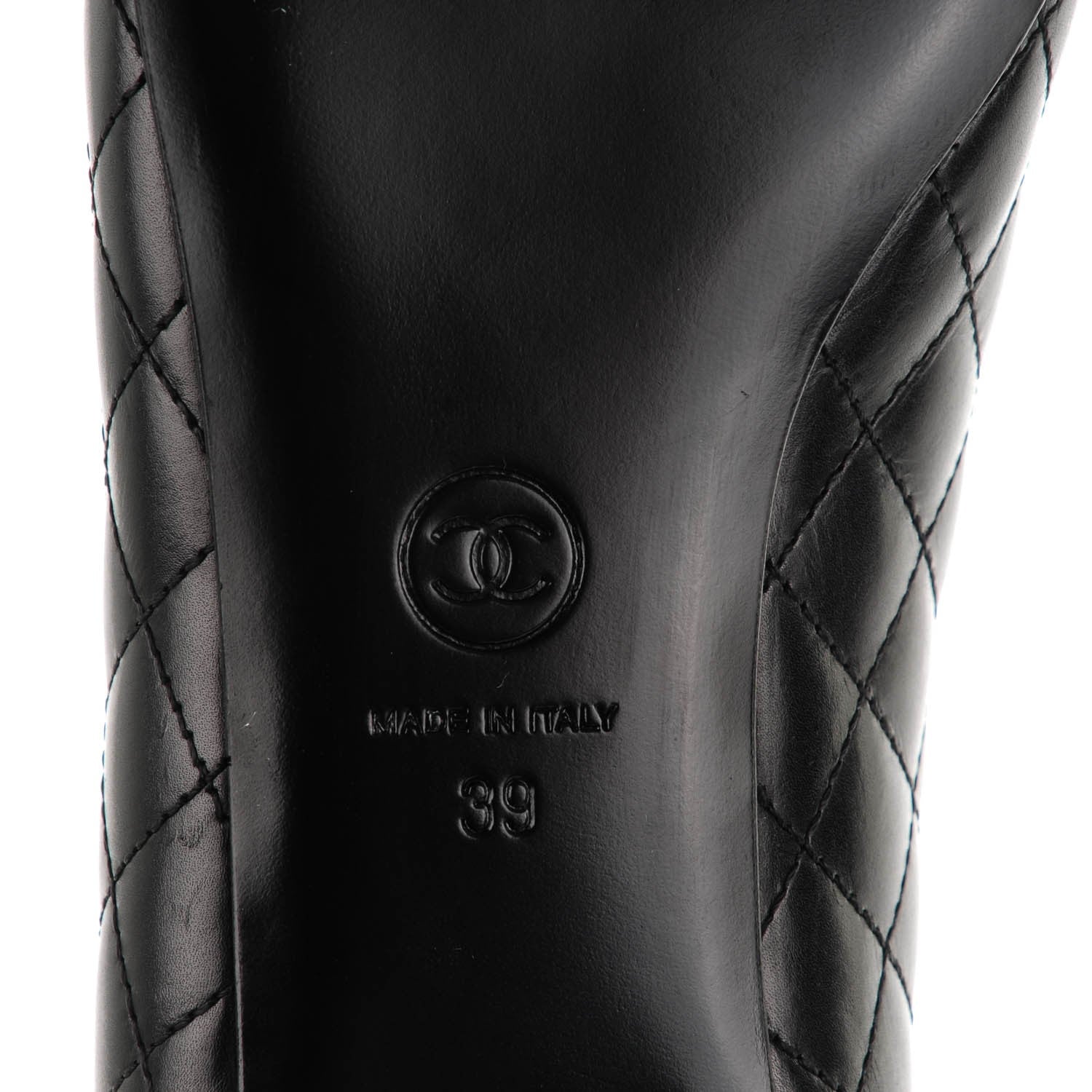 Chanel Calfskin Quilted Cap Toe Ballerina Flats 39 Black 6 of 9