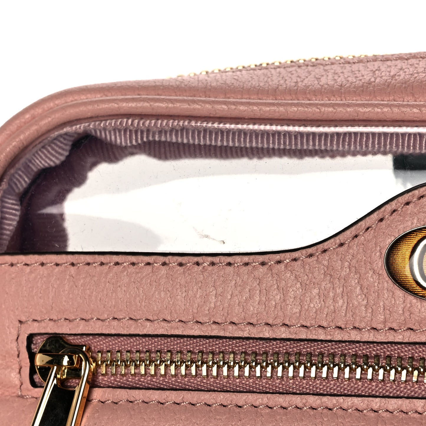 Vinyl Web Mini Ophidia Transparent Shoulder Bag Perfect Pink