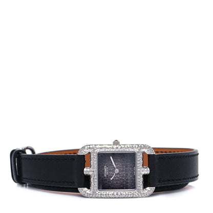 Hermes Stainless Steel Barenia 23mm Cape Cod Martelee Double Tour Quartz Watch Noir 2 of 5
