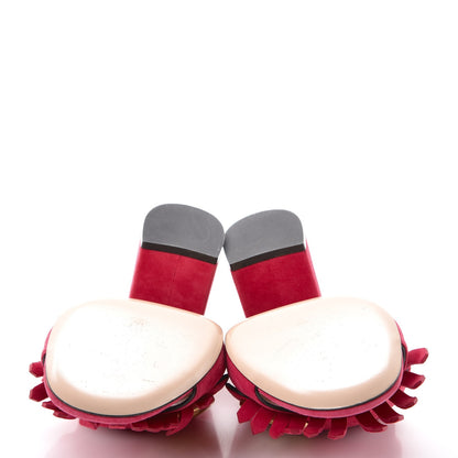 Gucci Kid Scamosciato GG Marmont Fringe 75mm Slide Sandals 36 Hot Pink 5 of 9