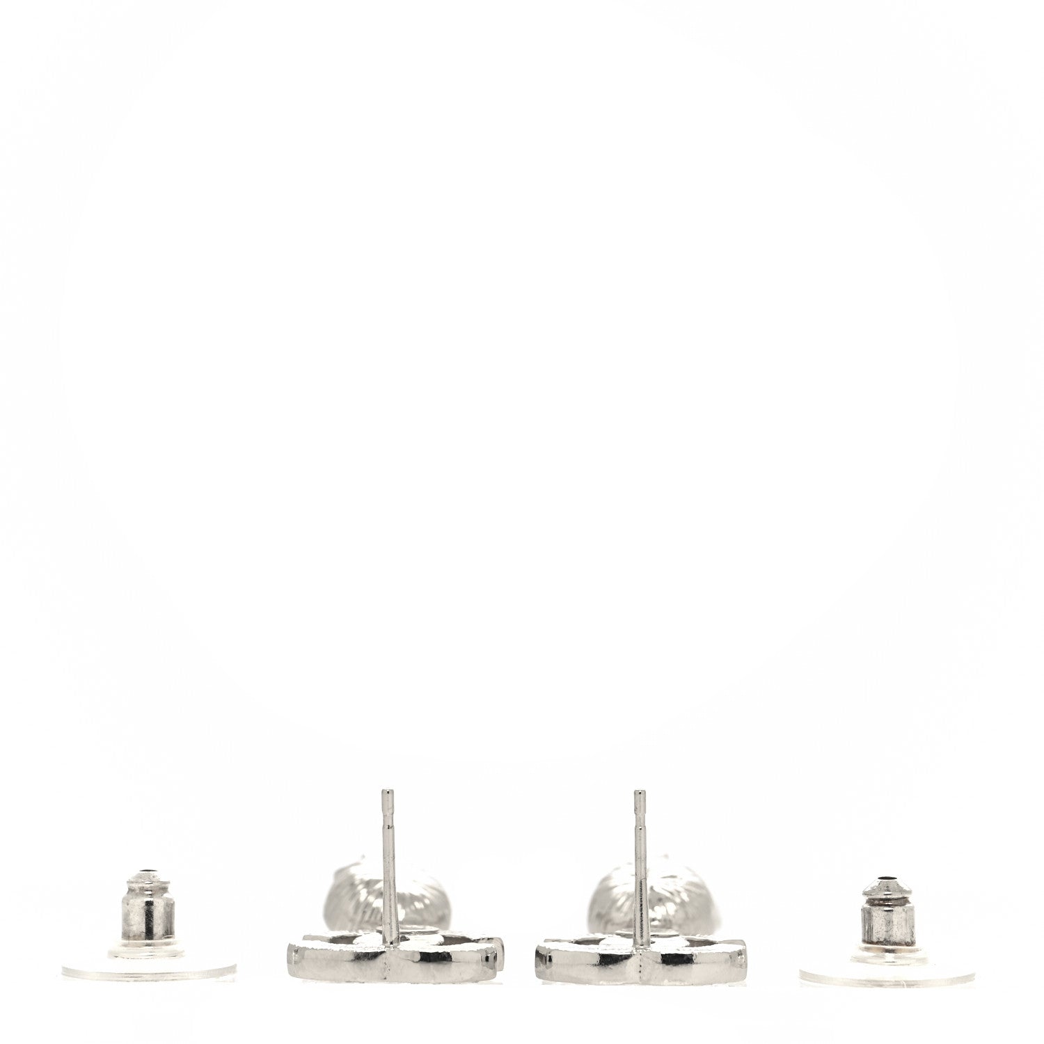 Chanel Metal Crystal CC Drop Earrings Silver 3 of 4