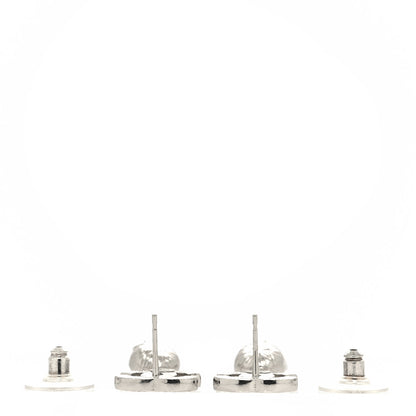 Chanel Metal Crystal CC Drop Earrings Silver 3 of 4