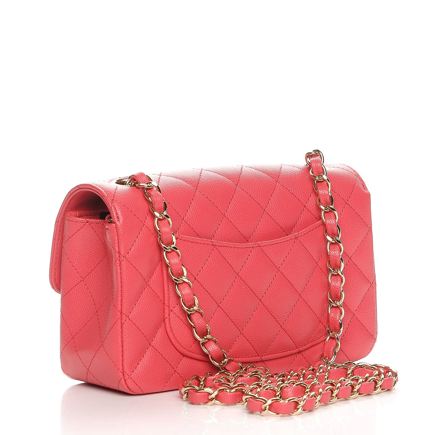 Caviar Quilted Mini Rectangular Flap Dark Pink