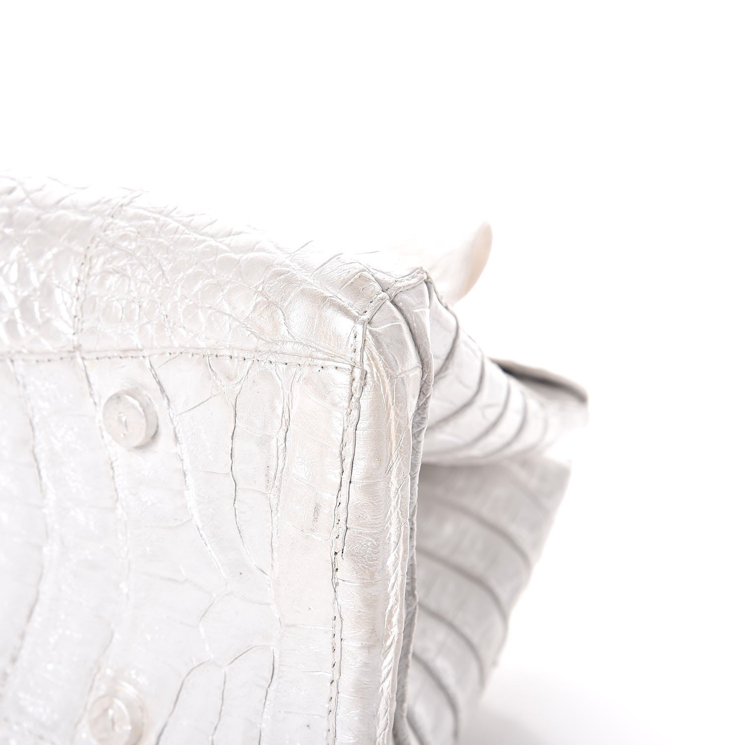 Nancy Gonzalez Metallic Crocodile Tote Light Silver 12 of 13
