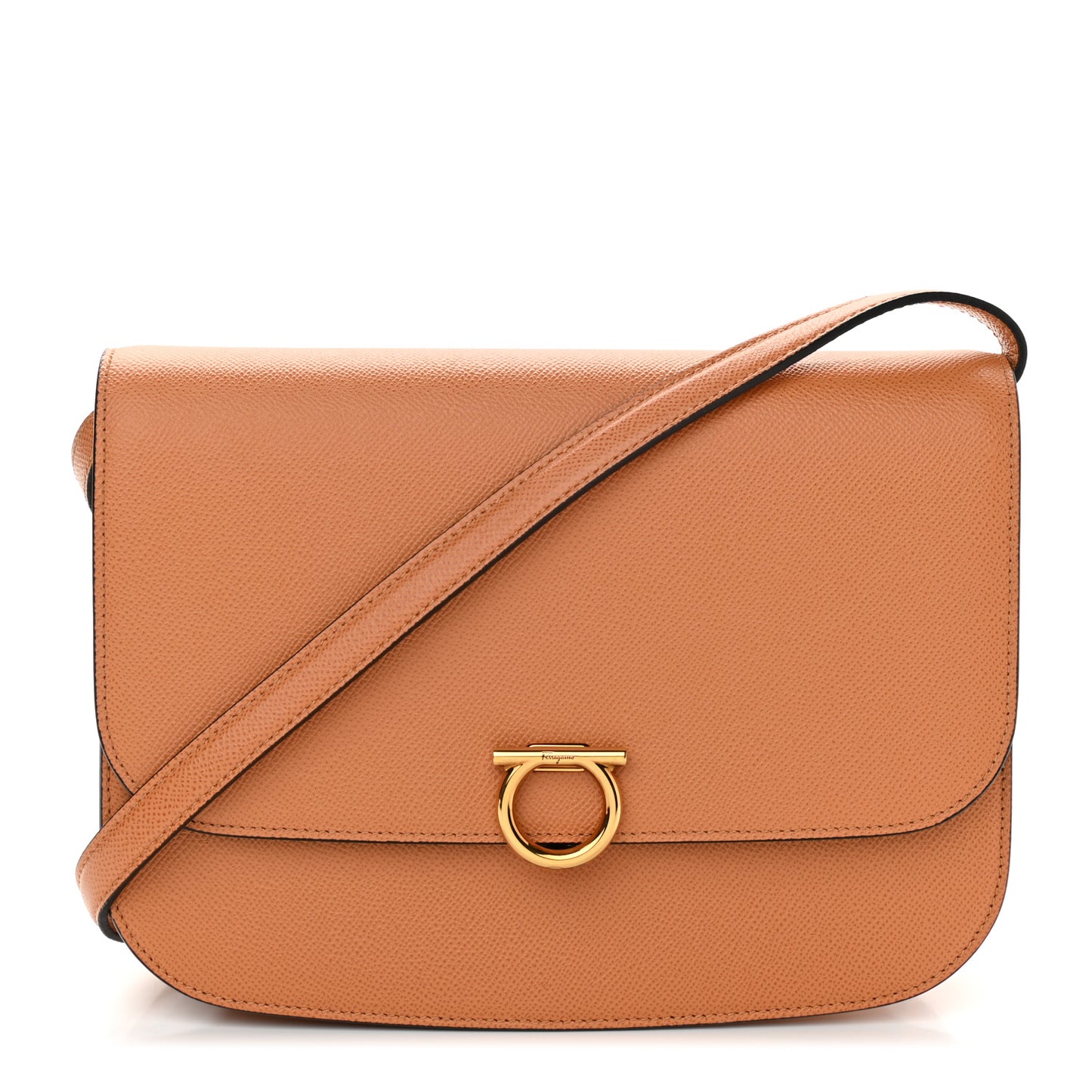 Grained Calfskin Trifolio Flap Bag Tan