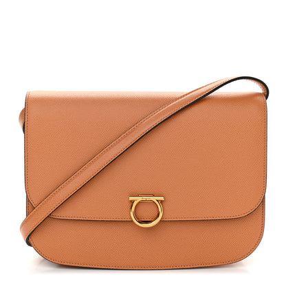 Salvatore Ferragamo Grained Calfskin Trifolio Flap Bag Tan 2 of 11