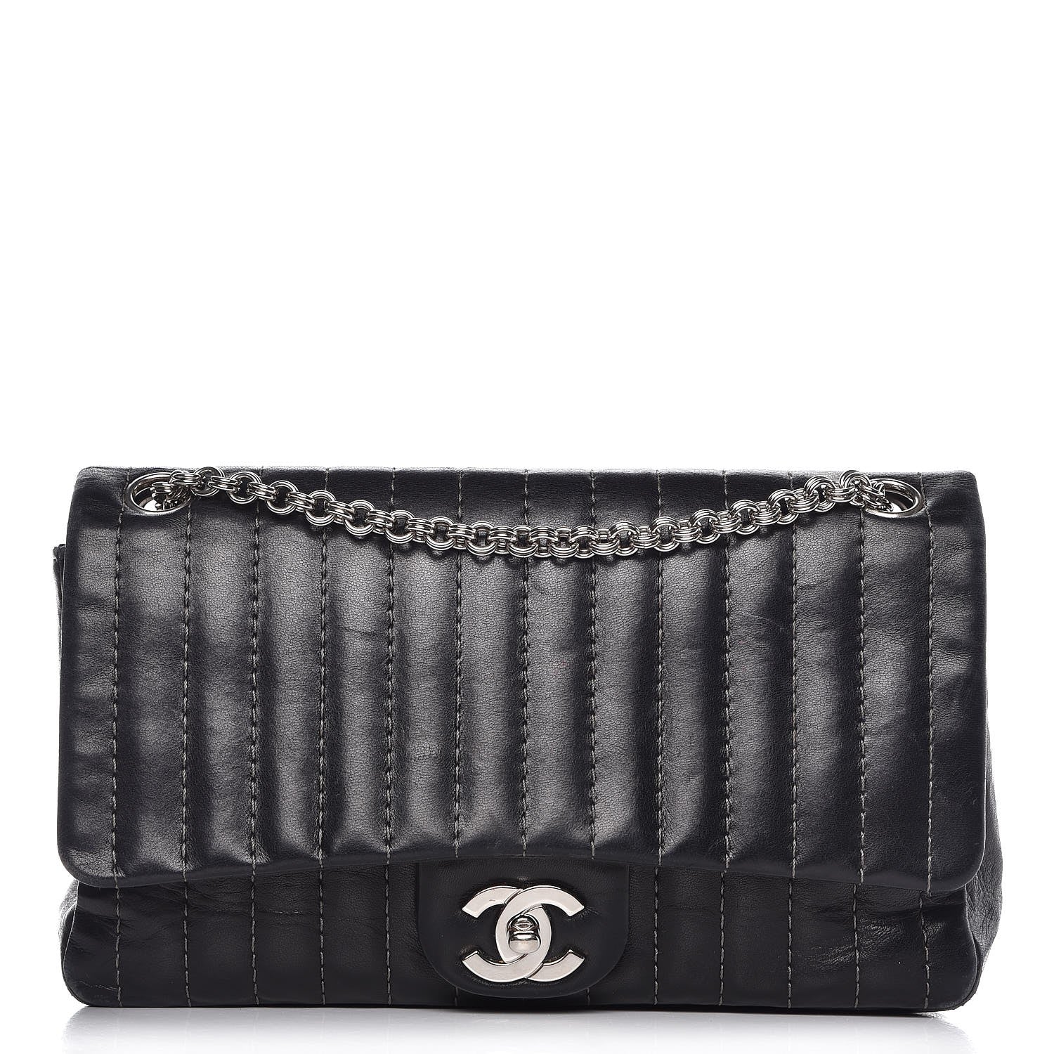 Chanel Lambskin Vertical Quilted Medium Single Flap Black 1 of 16