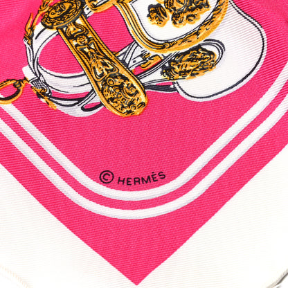 Hermes Silk Brides de Gala Nano Scarf 20 White Rose Fuchsia Or 4 of 5