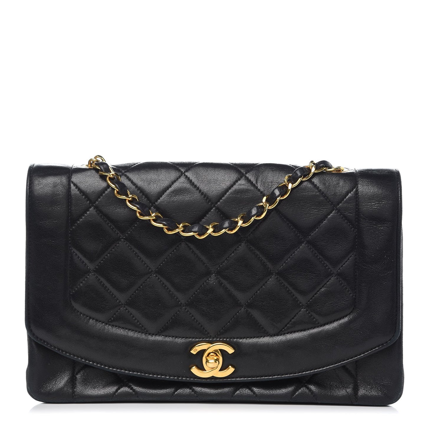 Lambskin Quilted Medium Single Flap Black