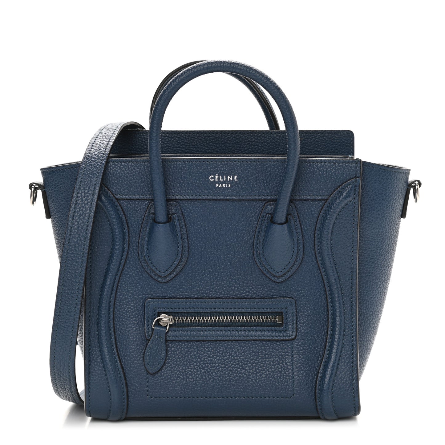 Drummed Calfskin Nano Luggage Petrol