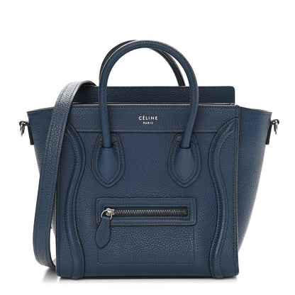 Celine Drummed Calfskin Nano Luggage Petrol 1 of 14
