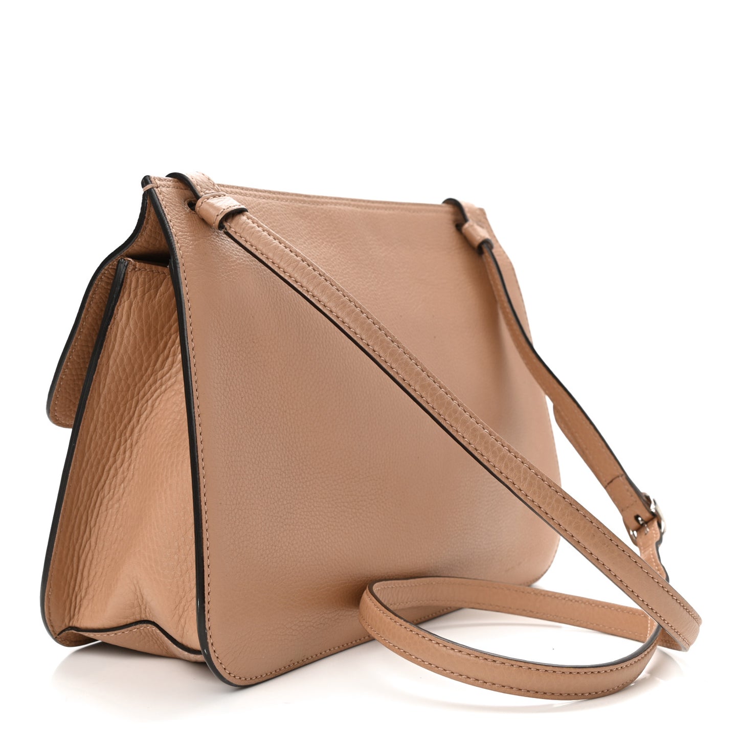 Cellarius Calfskin Medium Bamboo Daily Flap Shoulder Bag Camelia