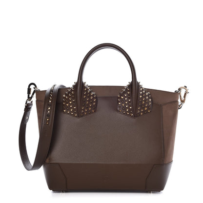 Christian Louboutin Suede Grained Calfskin Studded Large Eloise Satchel Brown 1 of 9